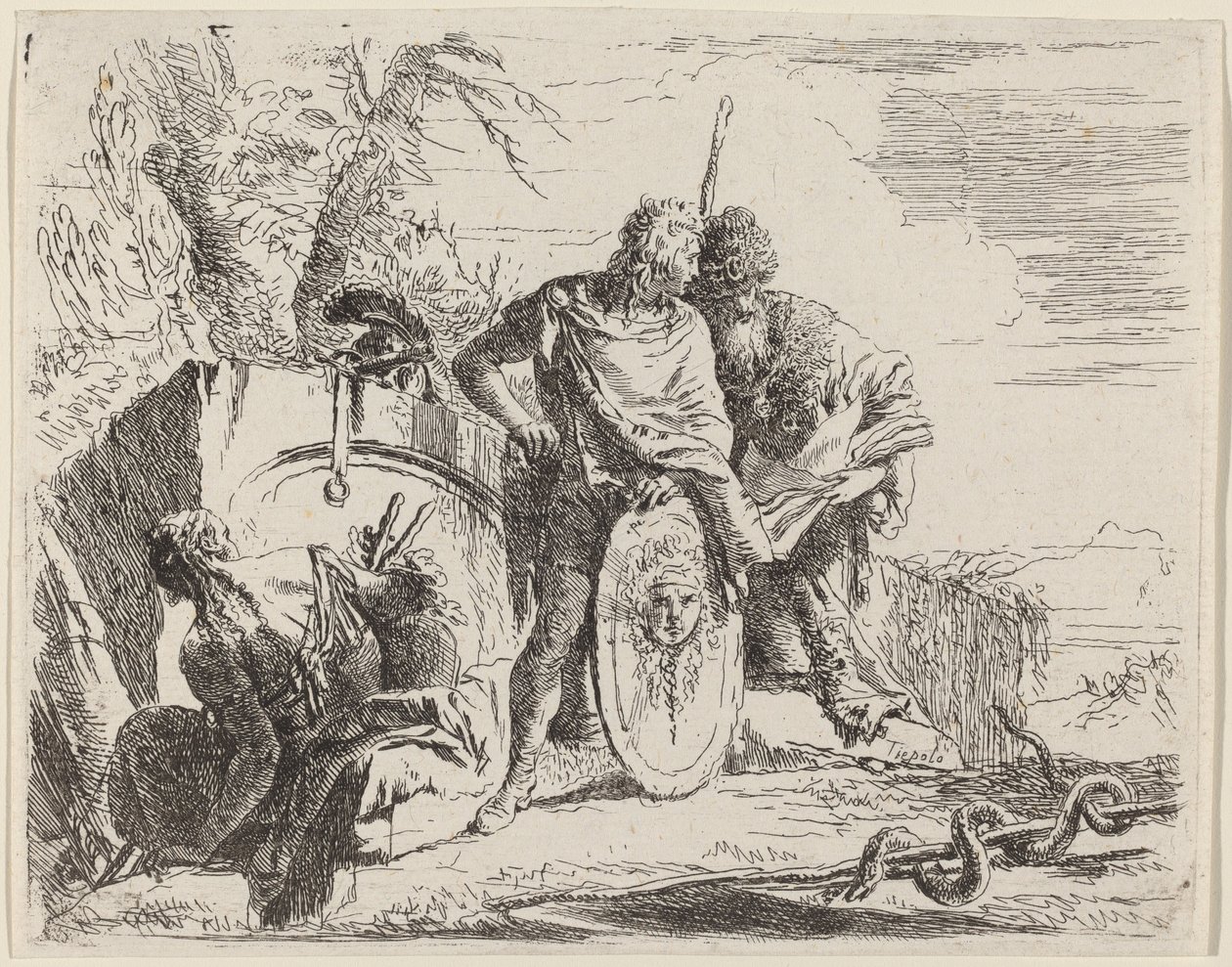 Ung soldat med filosof og sittende kvinne av Giovanni Battista Tiepolo