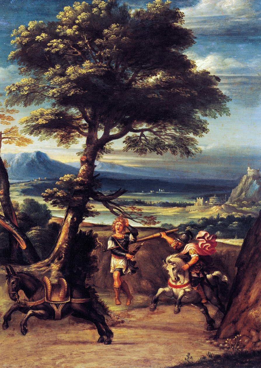 Landskap med Absalom såret av Joabs spyd av Giovanni Battista Viola (1576-1622), olje på kobber, 45x34 cm av Giovanni Battista Viola