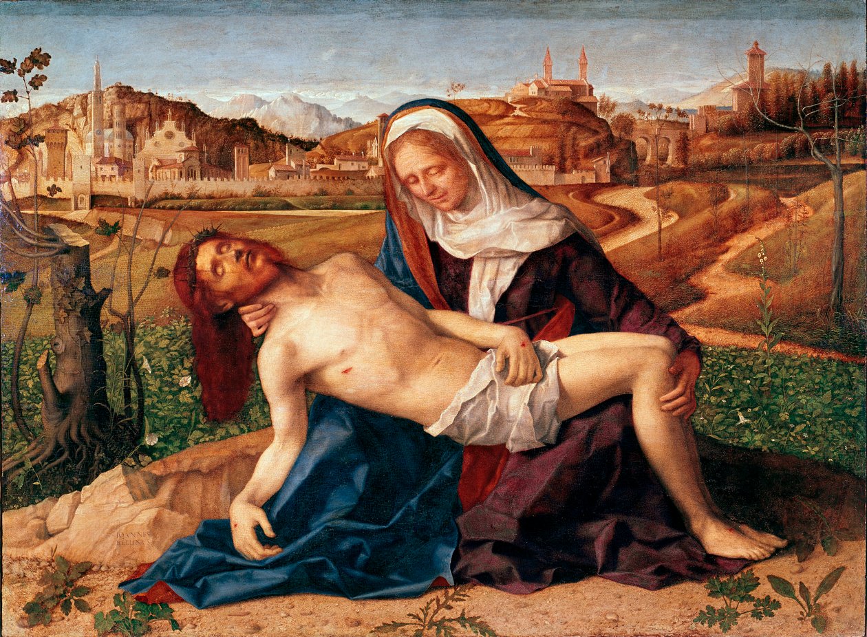 Kristus døde i armene til Jomfru Pieta. Maleri av Giovanni Bellini dit il Giambellino (1432 ca.-1516) 1505 Mål 65x90 cm. Venezia, Accademia Galleries av Giovanni Bellini