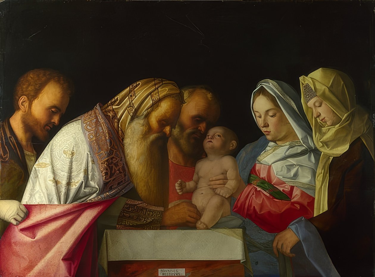 Jesu omskjæring. Rundt 1500 av Giovanni Bellini
