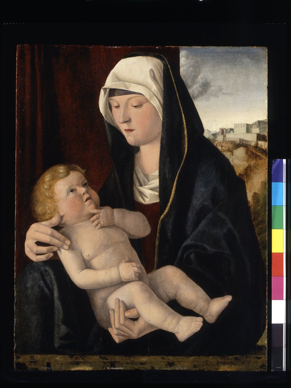 Madonna And Child (tempera og olje på tre) av Giovanni Bellini