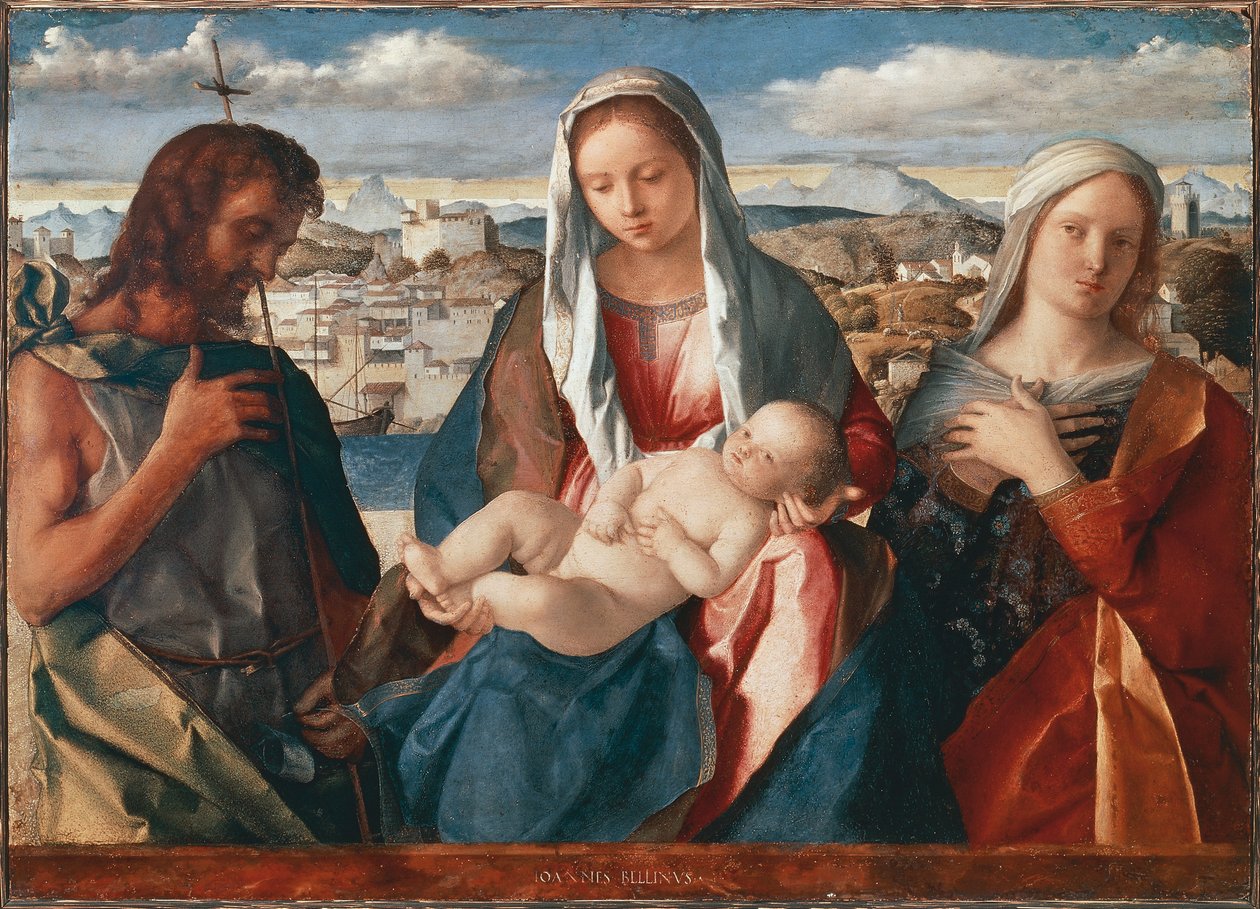 Madonna og barn med døperen Johannes og en hellig av Giovanni Bellini
