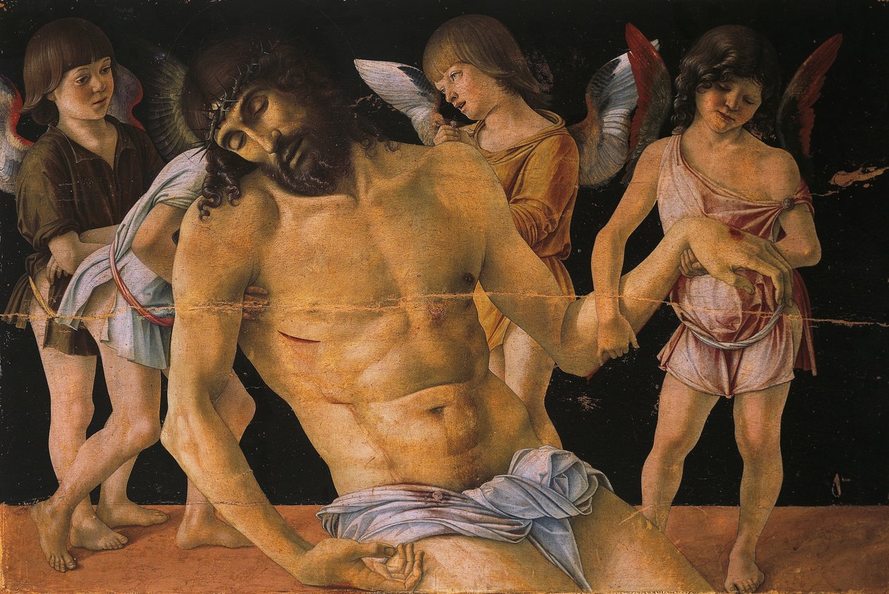 Pieta or Dead Christ Supported by Angels, ca. 1474 (tempera på panel) av Giovanni Bellini