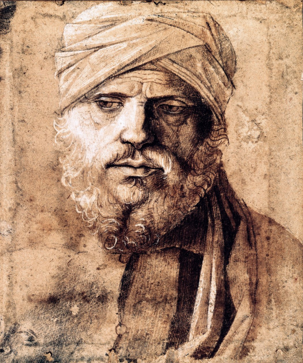 Portrett av mann med turban (tegning) av Giovanni Bellini
