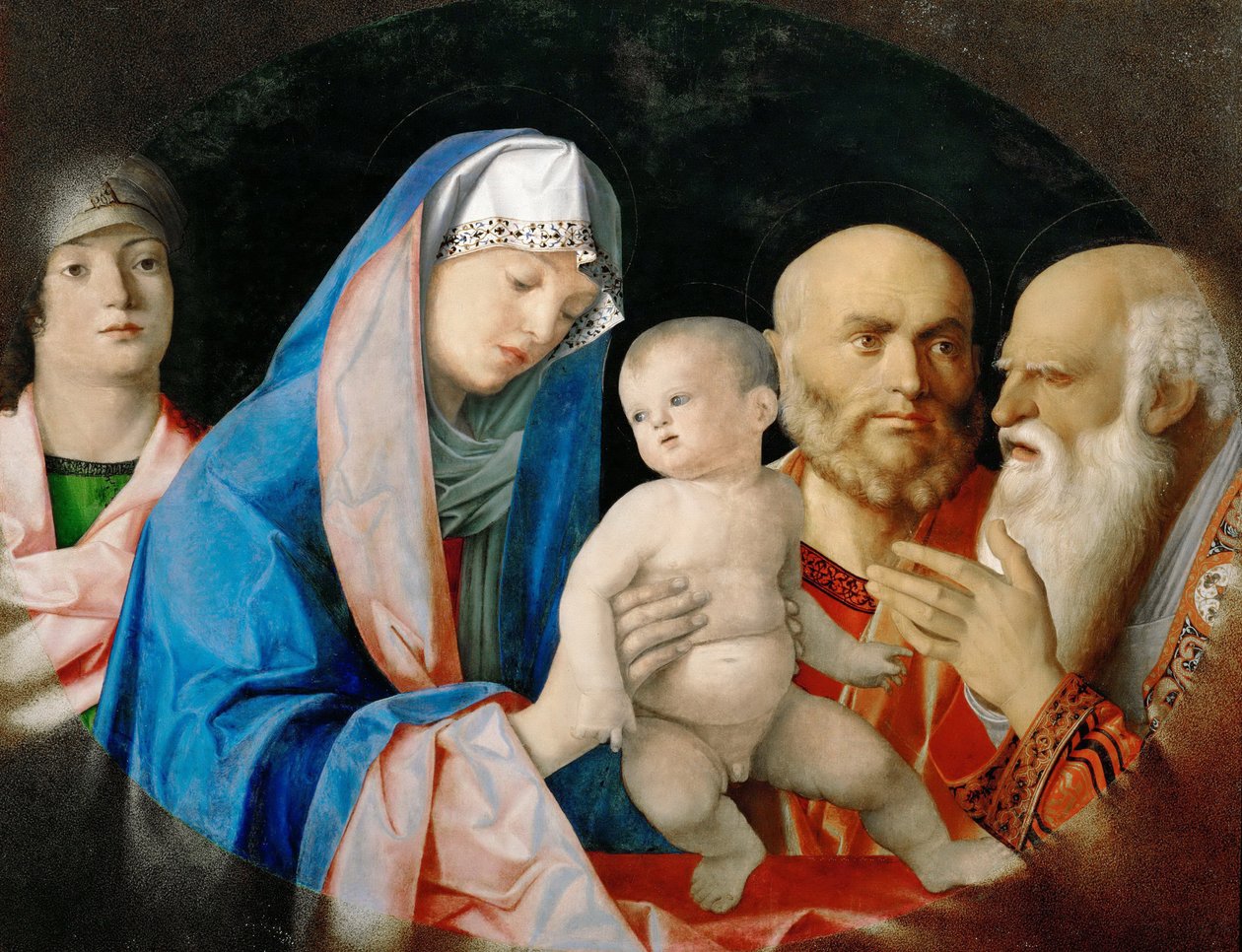 Renessanse: La presentation au temple, avec Anne la prophetess - The Presentation in the Temple av Bellini, Giovanni (1430-1516), ca. 1490-1499. Olje på tre, 63,5x81,5. Kunsthistorisk museum, Wien av Giovanni Bellini