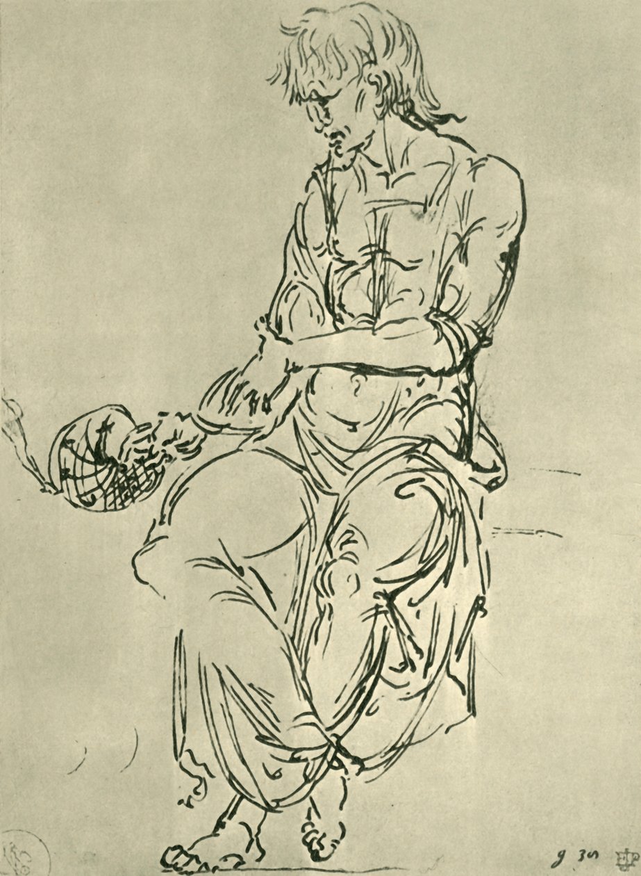 Sittende mann med astronomisk instrument, sent på 1400-tallet, 1943. av Giovanni Bellini