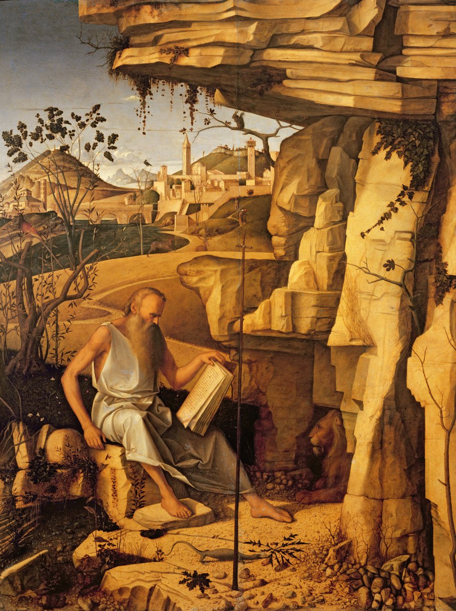 St. Hieronymus i ørkenen, 1480-87 av Giovanni Bellini