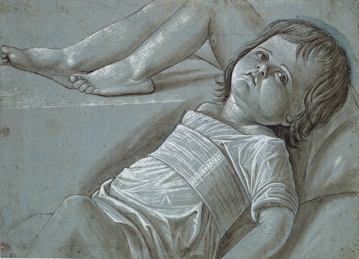Studie for en liggende figur av spedbarnet Kristus, sent på 1400-tallet. av Giovanni Bellini
