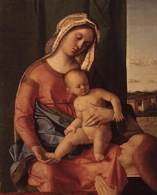 Madonnaen og barnet med en giver av Giovanni Bellini