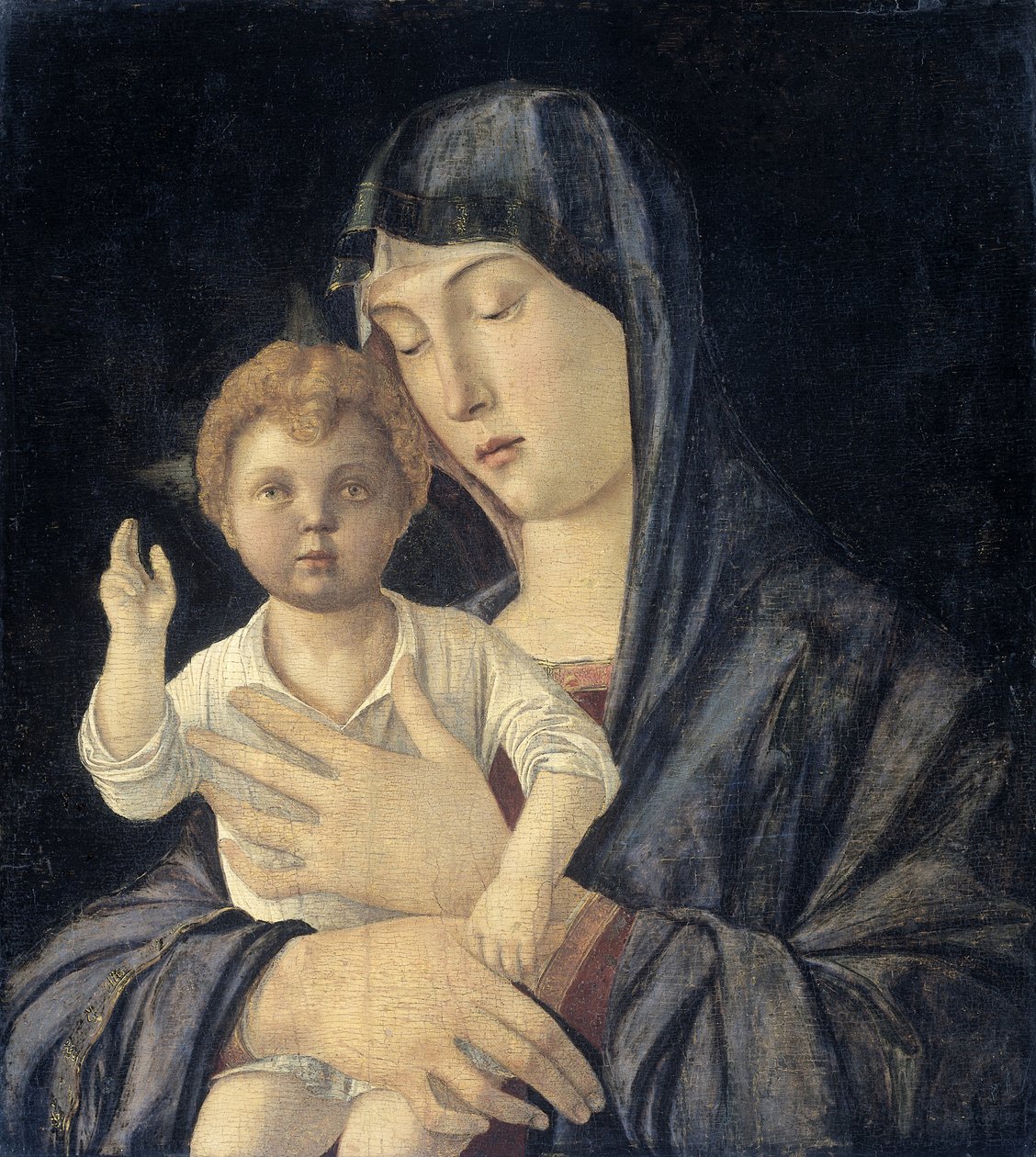 Jomfru med stående velsignelse barn, 1470-1480 av Giovanni Bellini