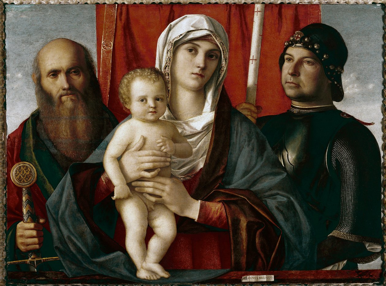 Jomfru med barn mellom St Paul og St George Maleri av Giovanni Bellini dit il Giambellino av Giovanni Bellini