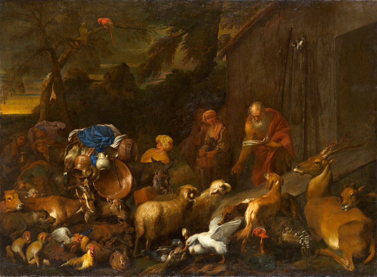 Noah and the Animals Entering the Ark, ca 1630-1632 (olje på lerret) av Giovanni Benedetto Castiglione