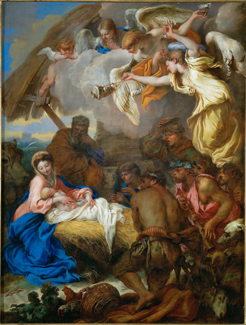 Gjeternes tilbedelse (maleri på lerret) av Giovanni Benedetto (1609-64) Castiglione