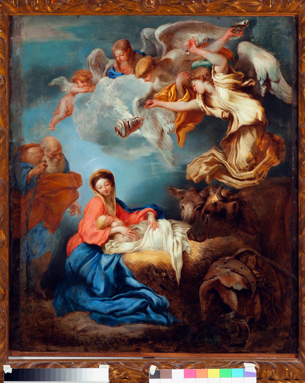 Nativite (Nativity) maleri av Grechetto (Giovanni Benedetto Castiglione) (1610-1665) av Giovanni Benedetto Castiglione