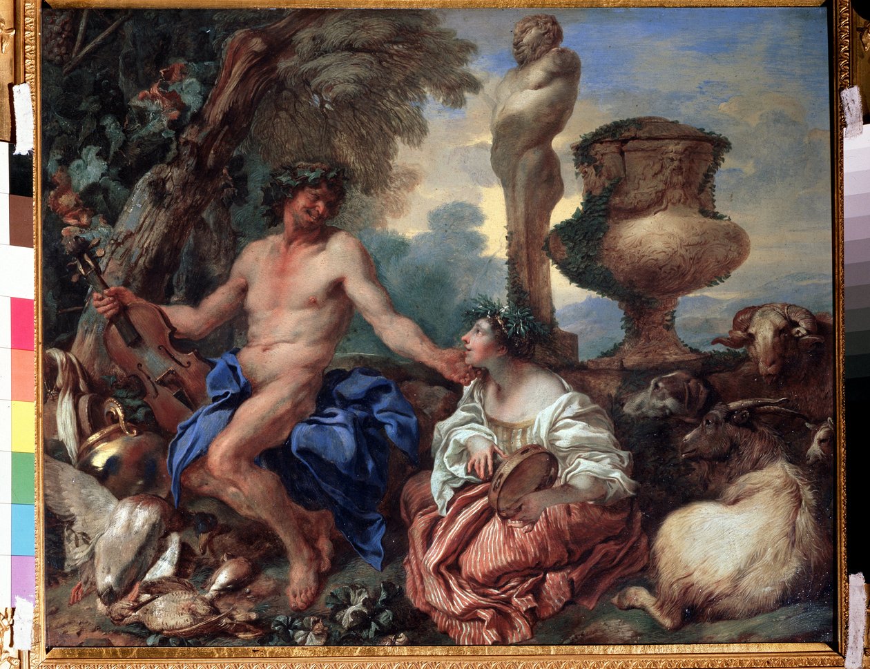 ""Pastoral scene, gjeterinne og fauna"" (Pastoral scene. Faun og gjeterinne) Maleri av Giovanni Benedetto Castiglione (1610-1665) ca. 1650 Moskva, Pushkin Fine Arts Museum av Giovanni Benedetto Castiglione