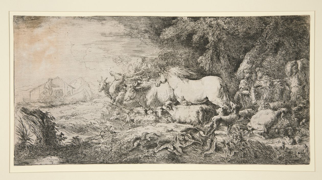 Dyr som kommer inn i Noah av Giovanni Benedetto Castiglione
