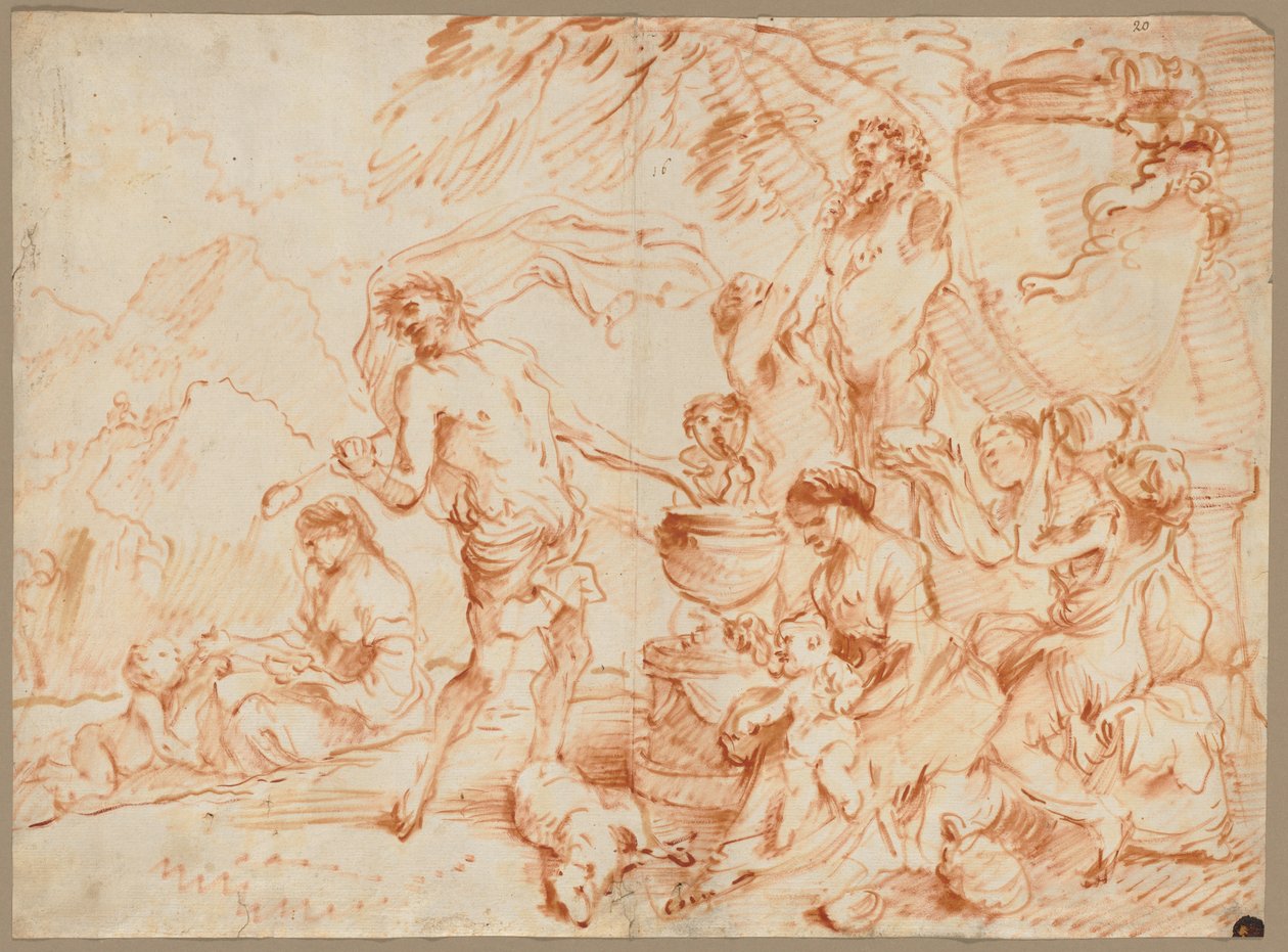 Bacchanal Before a Herm av Giovanni Benedetto Castiglione