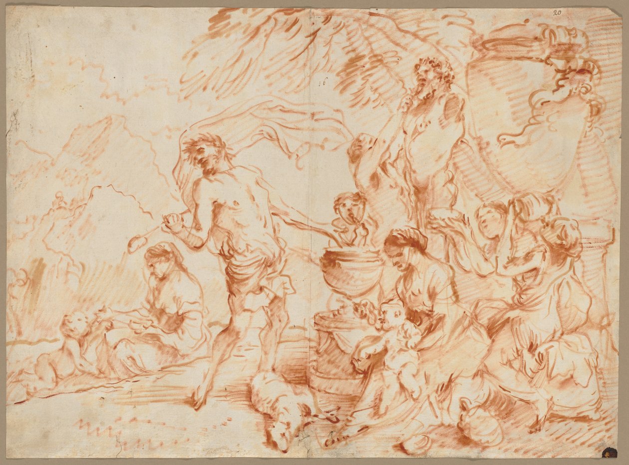 Bacchanal Before a Herm, tidlig på 1660-tallet. av Giovanni Benedetto Castiglione