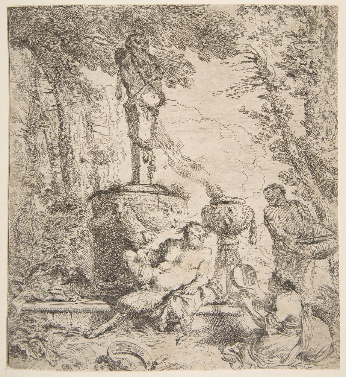 Bacchanal foran et alter for gudene, ca. 1645. av Giovanni Benedetto Castiglione