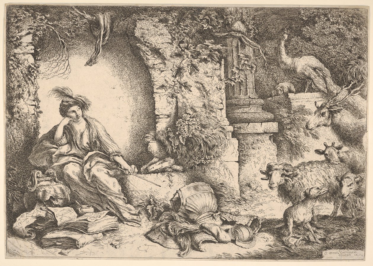 Circe forandret følgesvennene til Ulysses til beist, 1650-1651. av Giovanni Benedetto Castiglione