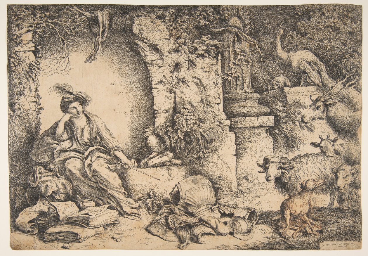 Circe med følgesvennene til Ulysses ble til dyr, 1650-51. av Giovanni Benedetto Castiglione