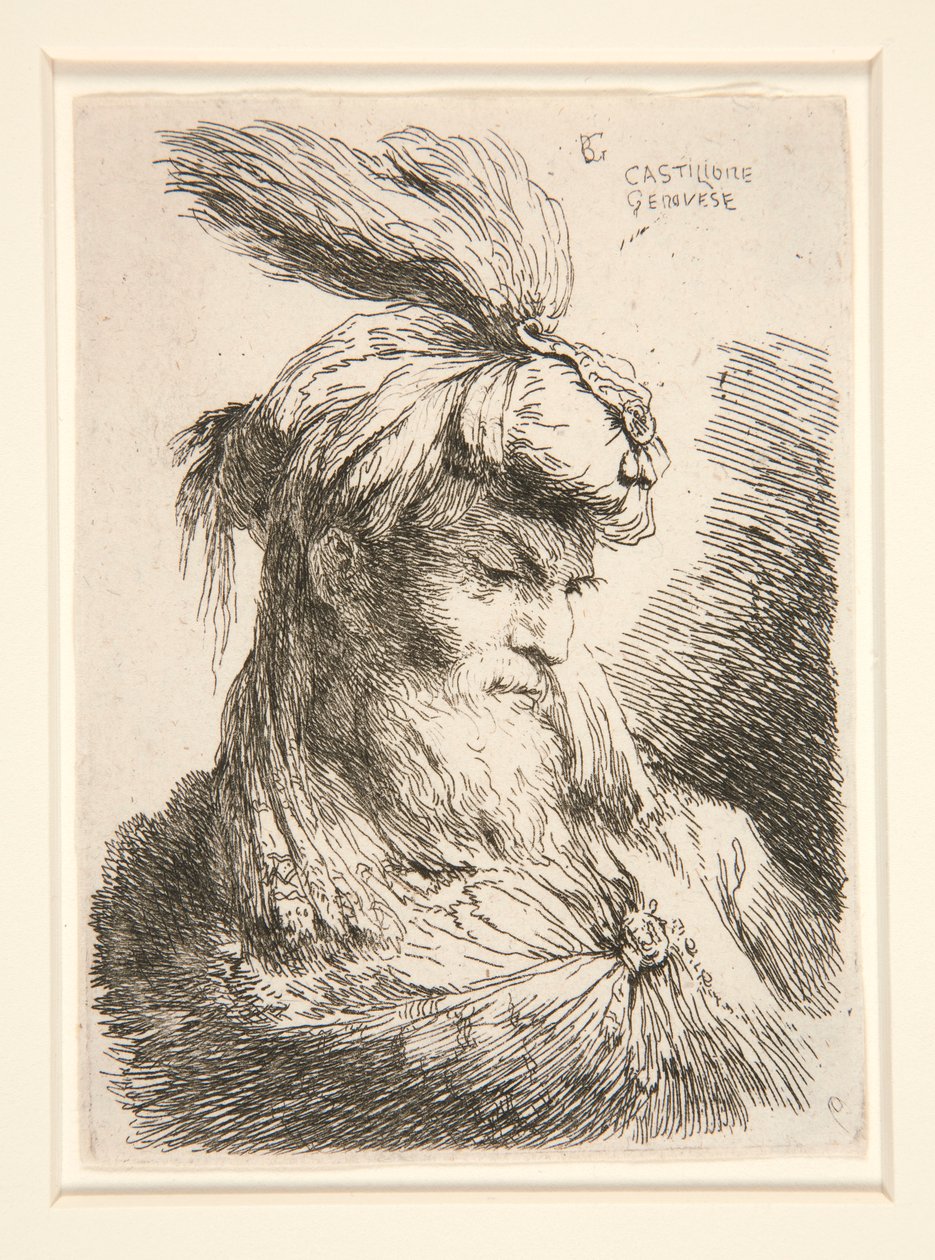 Figur mot høyre, fra serien Small Studies of Heads av Giovanni Benedetto Castiglione