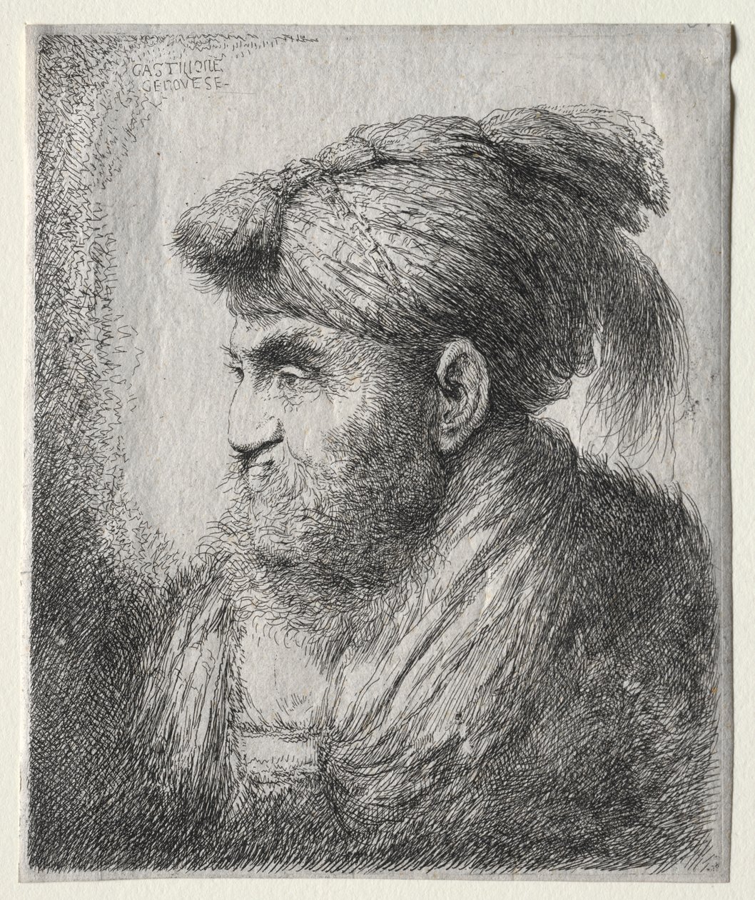 Leder for en mann i orientalsk turban av Giovanni Benedetto Castiglione