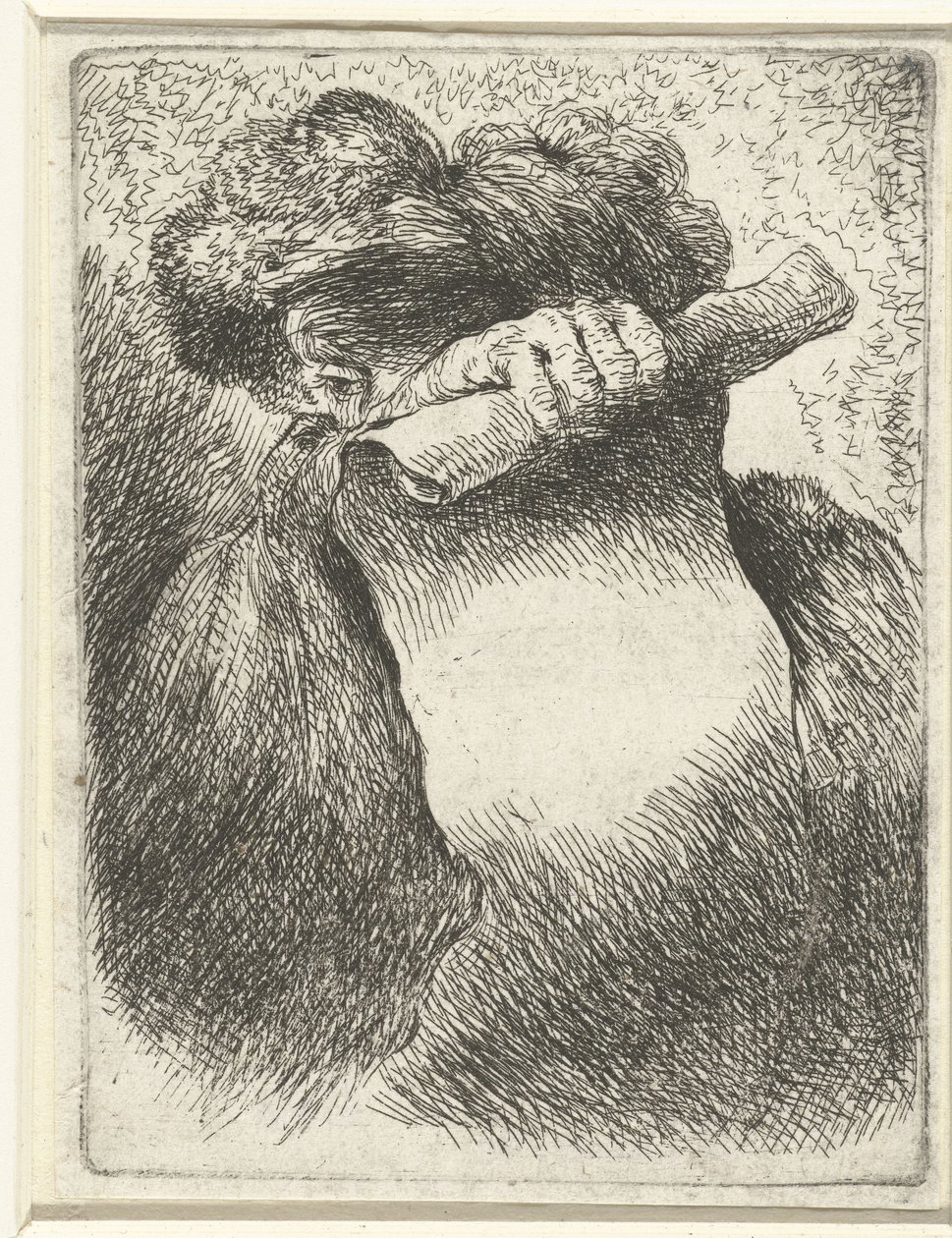 Hodet til en mann med en banderole Liten studie av hoder med orientalsk hodeplagg (serietittel) av Giovanni Benedetto Castiglione