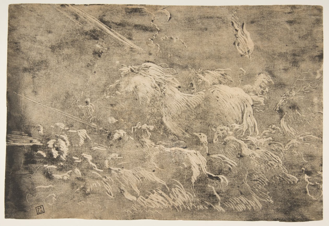 Noah og dyrene som går inn i arken, 1650-55. av Giovanni Benedetto Castiglione