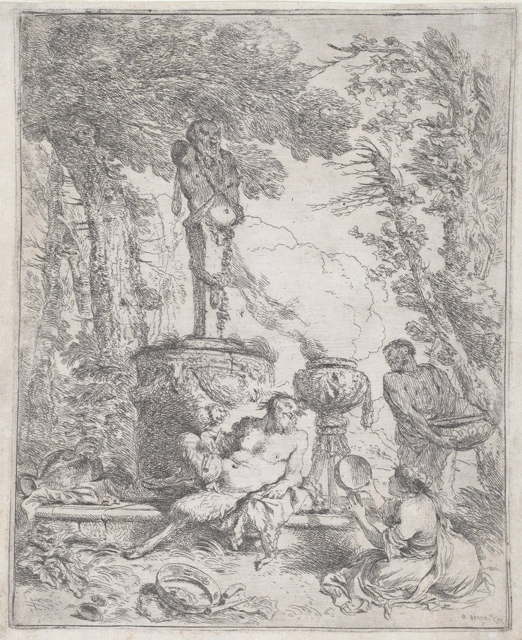Pan Liggende foran en Herm av Giovanni Benedetto Castiglione