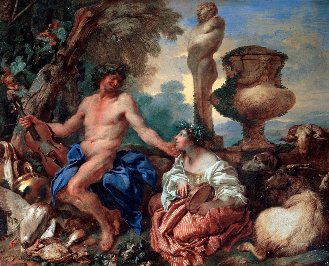 Pastoral scene. Faun og gjeterinne, 1650-tallet. av Giovanni Benedetto Castiglione