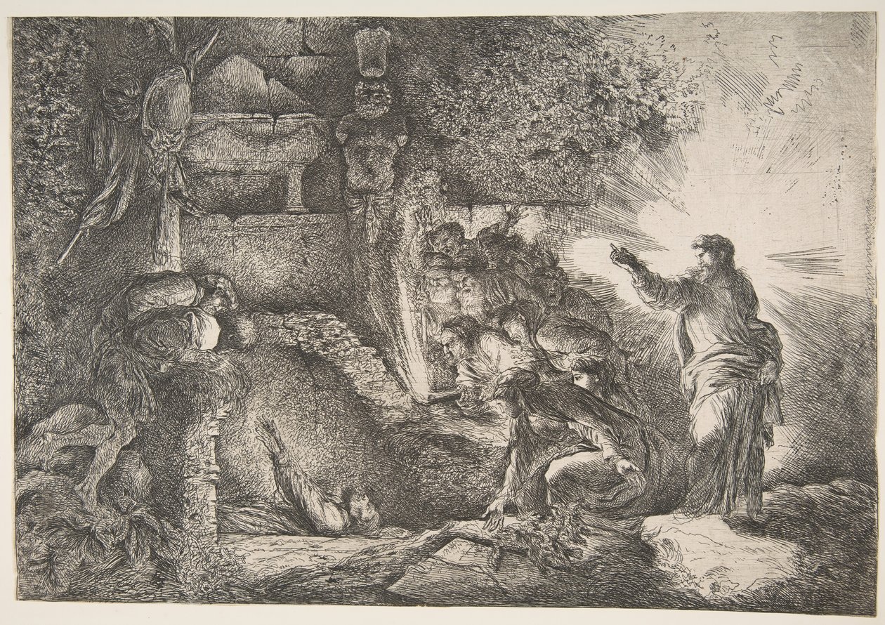 Oppdragelsen av Lasarus, 1645-1650. av Giovanni Benedetto Castiglione