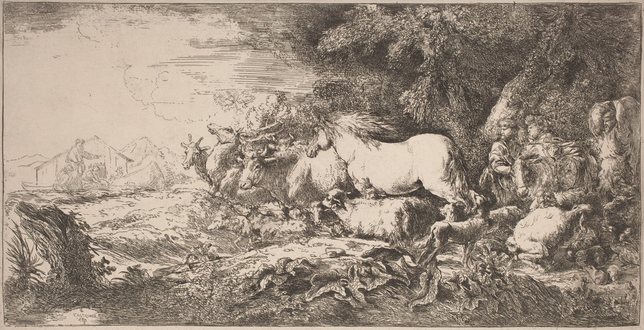 Dyrene som går mot arken av Giovanni Benedetto Castiglione