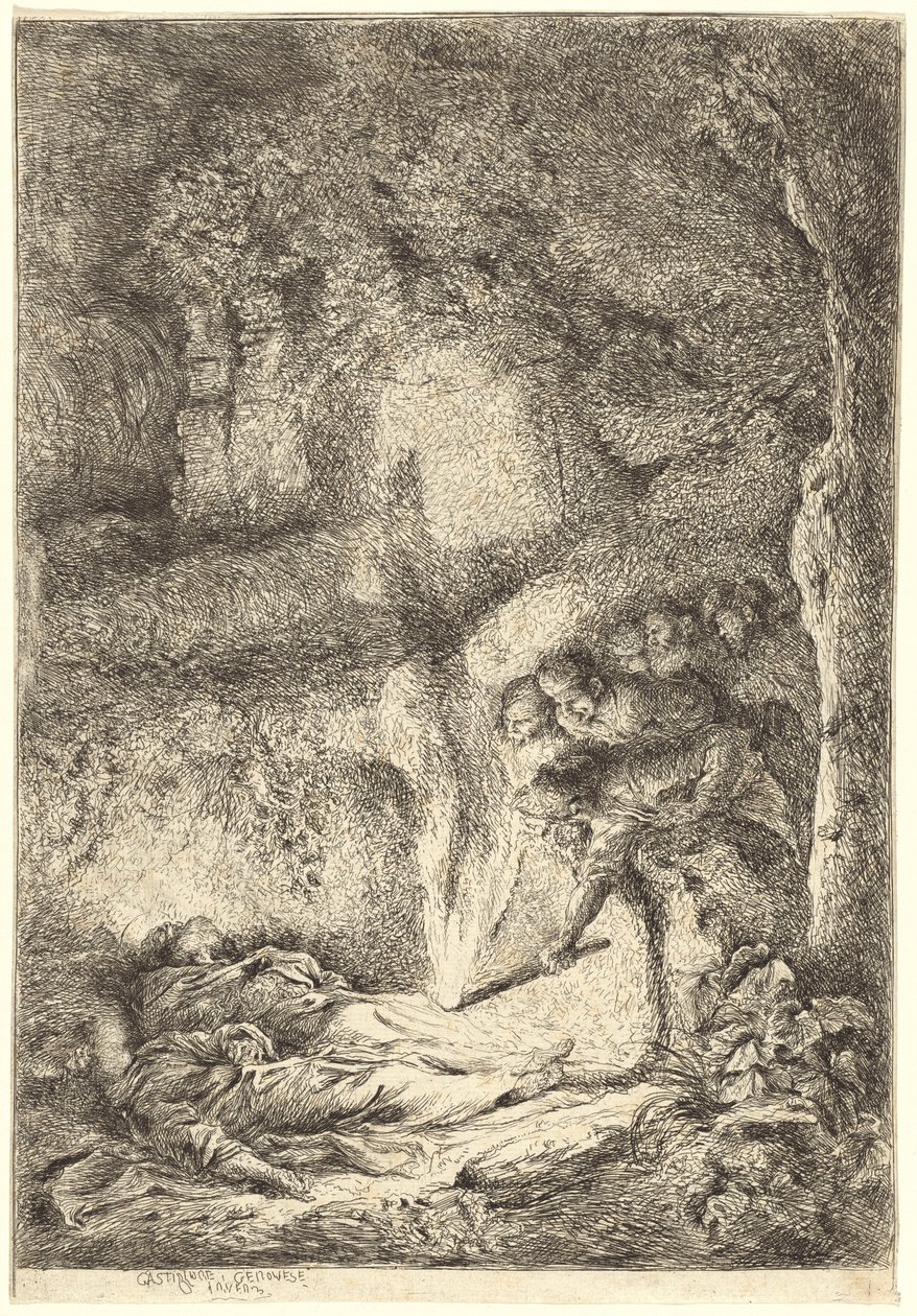 Likene til de hellige Peter og Paul skjult i katakombene av Giovanni Benedetto Castiglione