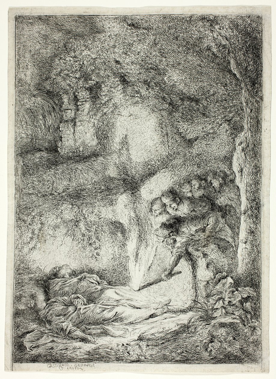 Likene til de hellige Peter og Paul skjult i katakombene av Giovanni Benedetto Castiglione