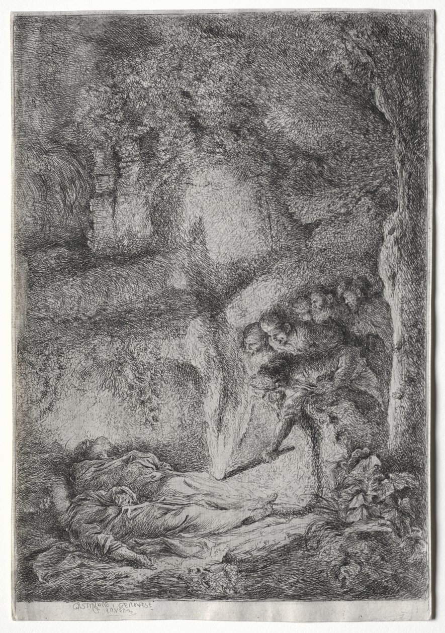 Oppdagelsen av likene til de hellige Peter og Paul av Giovanni Benedetto Castiglione
