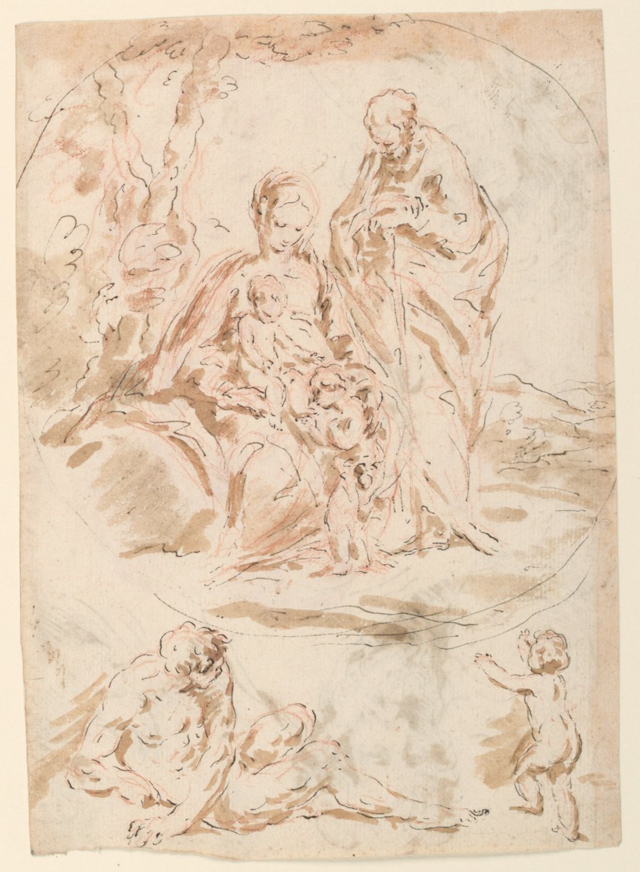 Den hellige familie av Giovanni Benedetto Castiglione