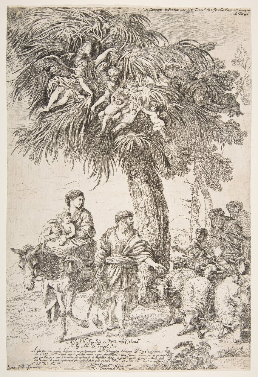 Den hellige familie på flukt til Egypt, ca. 1647. av Giovanni Benedetto Castiglione