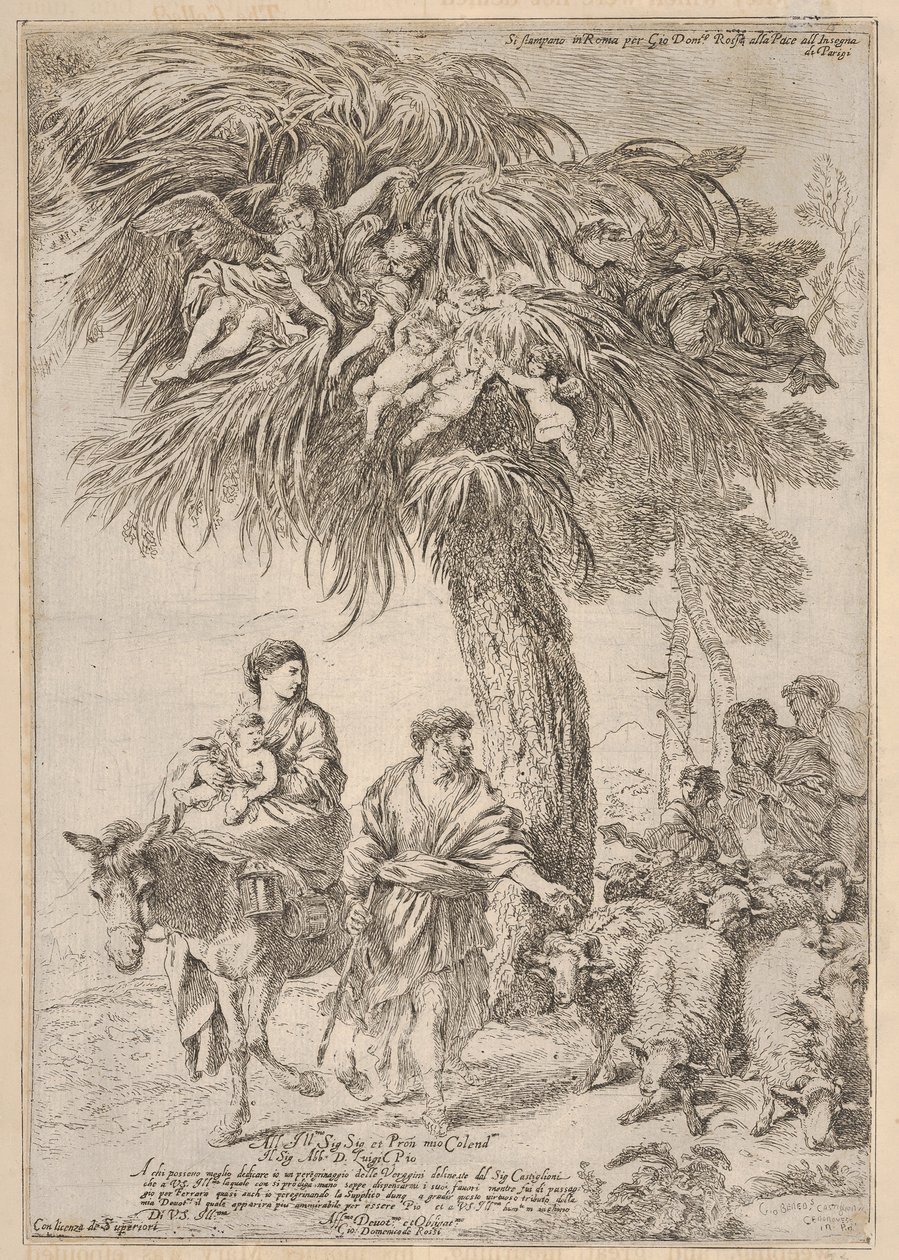 Den hellige familie på flukt til Egypt, ca. 1647. av Giovanni Benedetto Castiglione