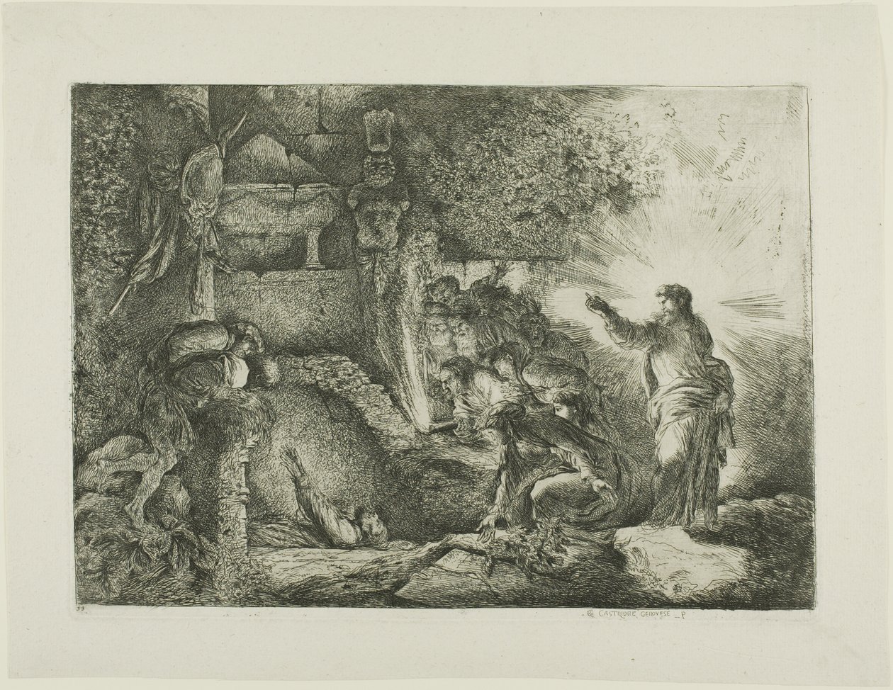 Oppreisningen av Lasarus av Giovanni Benedetto Castiglione