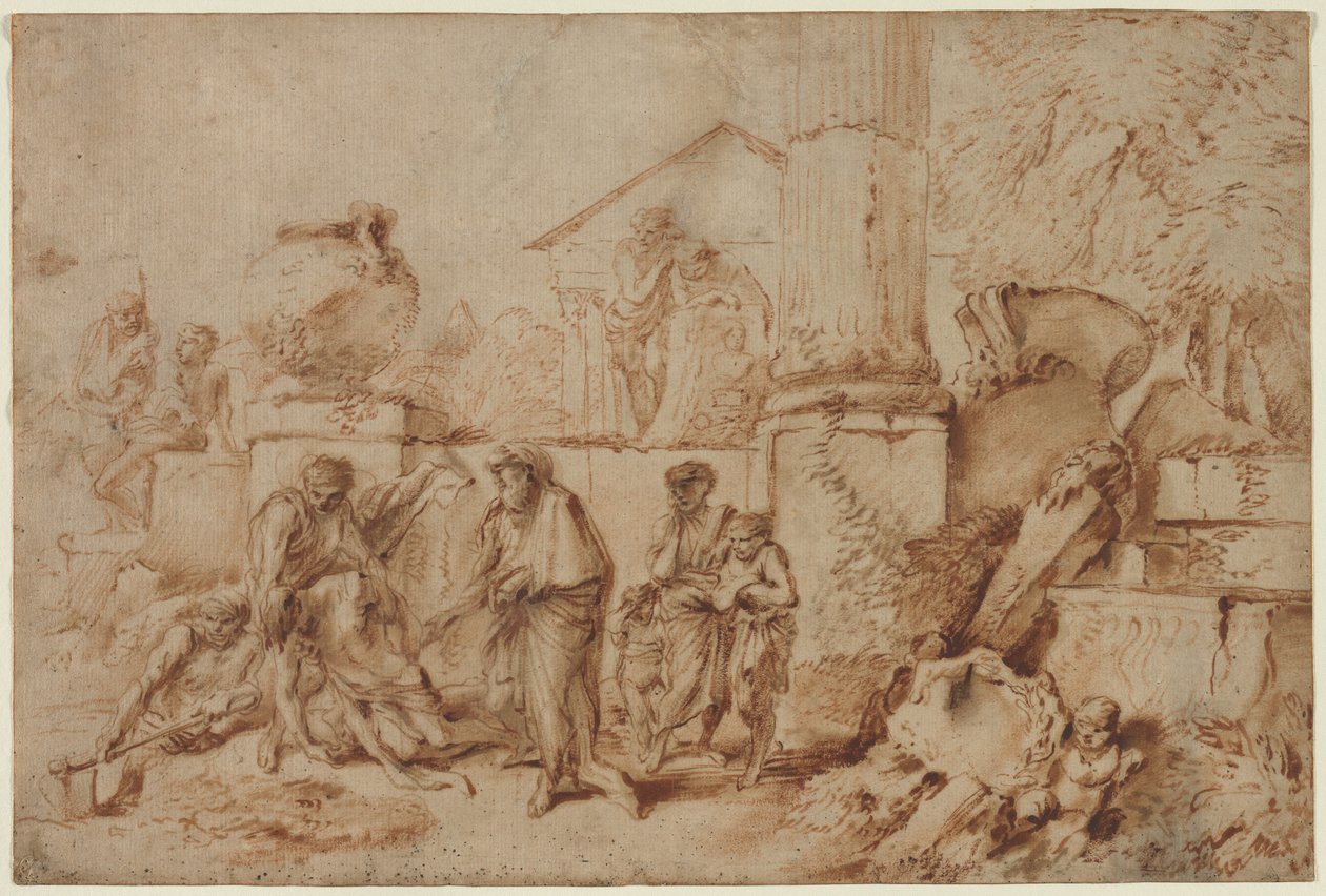 Tobit begraver de døde av Giovanni Benedetto Castiglione