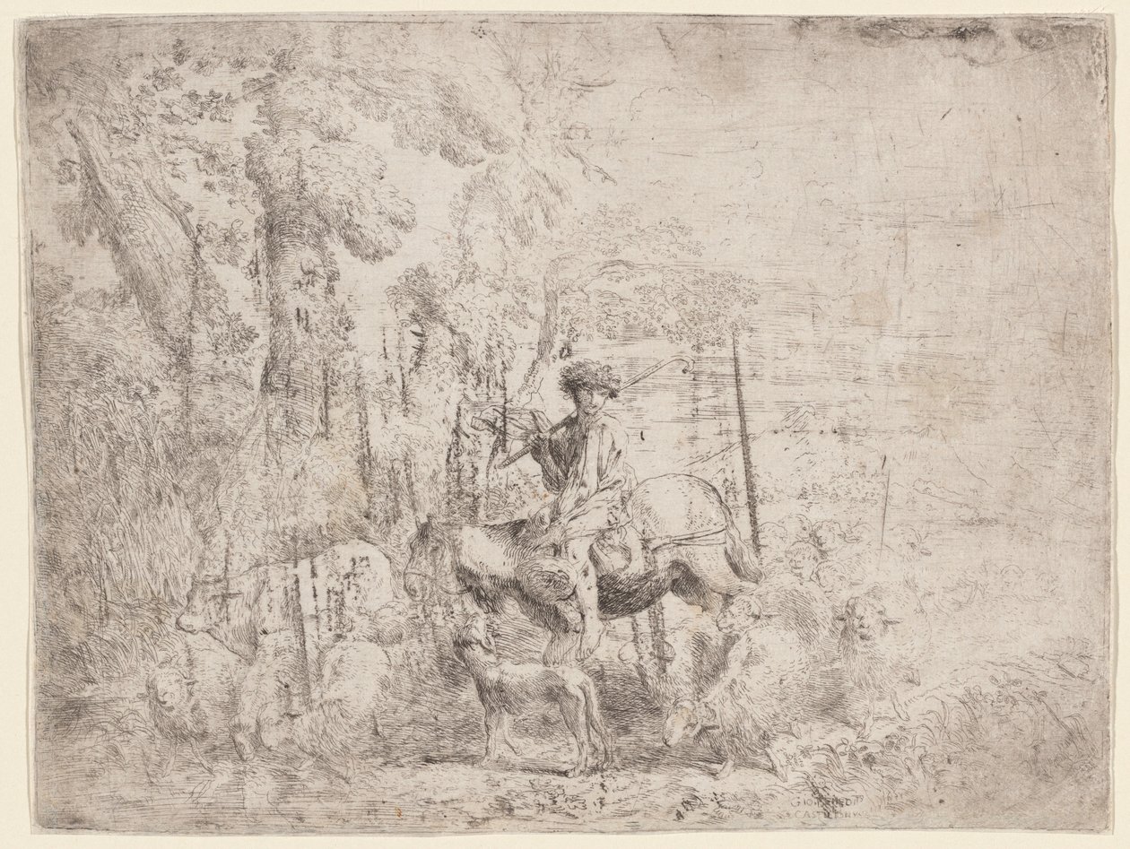 Ung gjeter til hest av Giovanni Benedetto Castiglione