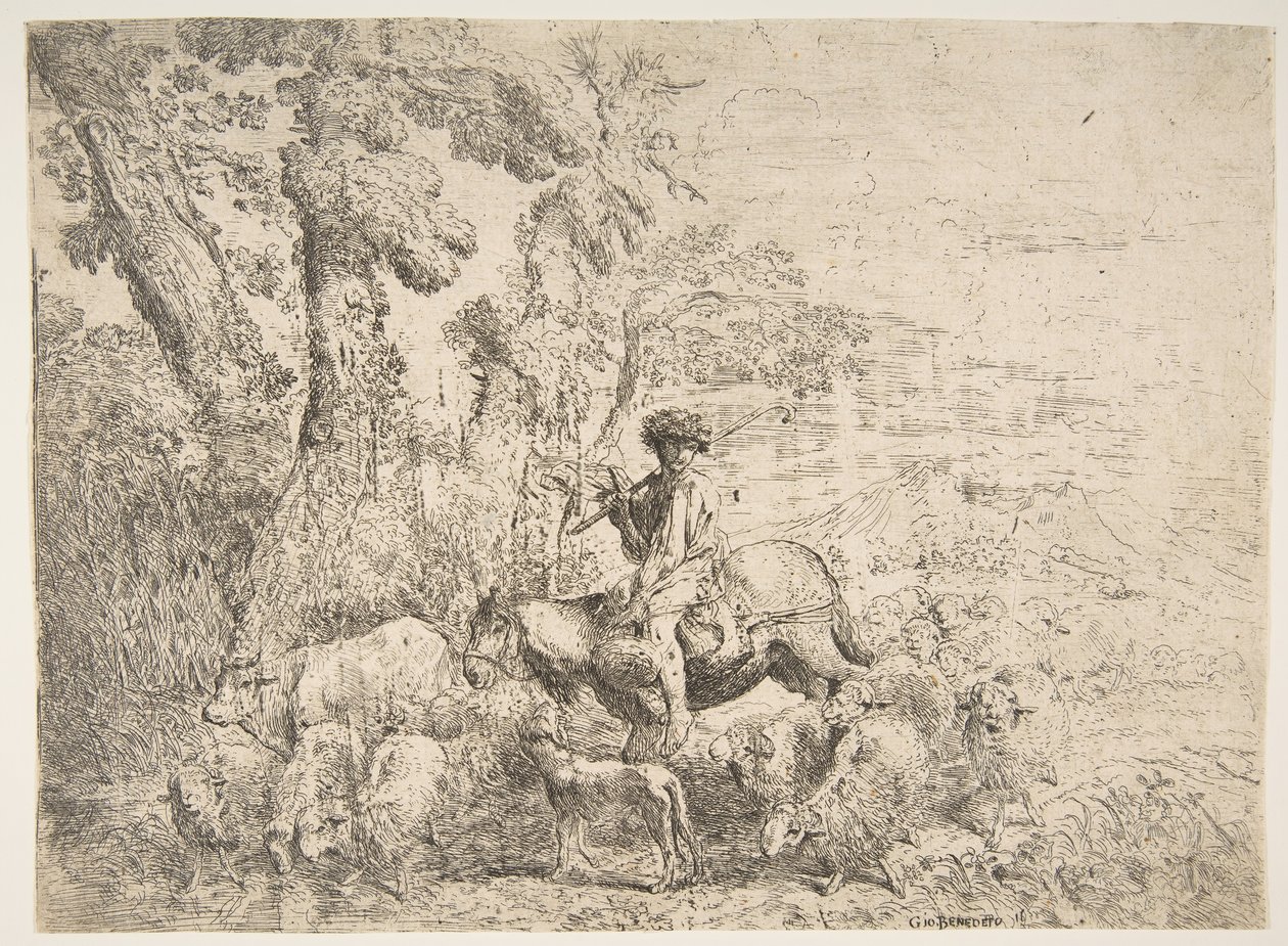 Ung gjeter til hest, 1638. av Giovanni Benedetto Castiglione