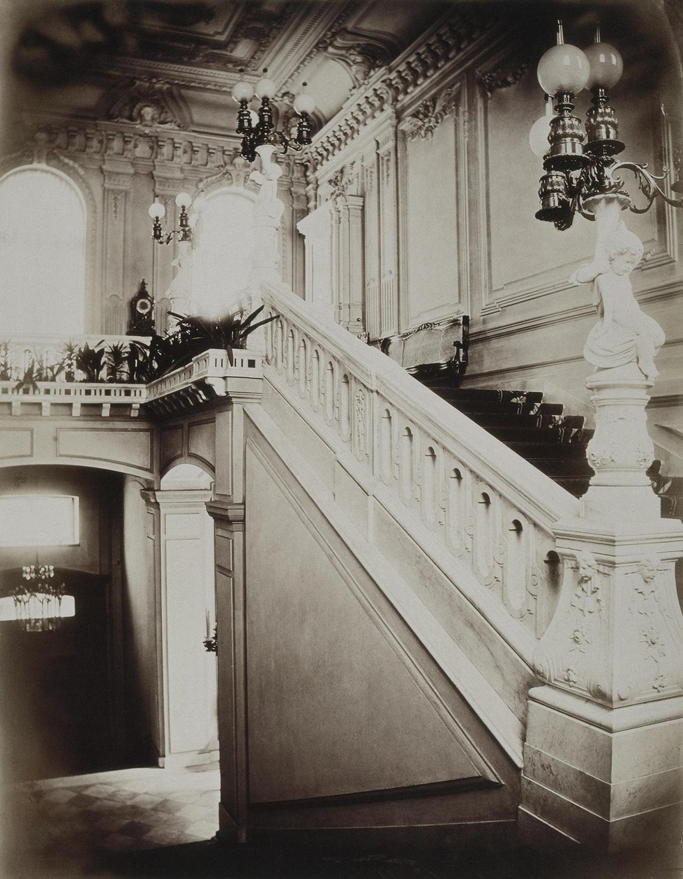 Stroganov-palasset i St. Petersburg. Den store trappen med nedre vestibyle, 1860-tallet av Giovanni Bianchi