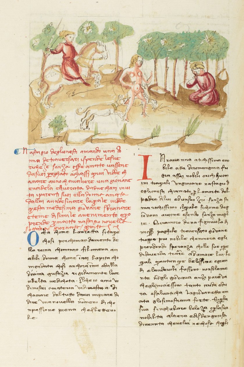 Dekameron, Den infernalske jakten - Visjonen til Nastagio degli Onesti, Femte dag, novelle 8. av Giovanni Boccaccio