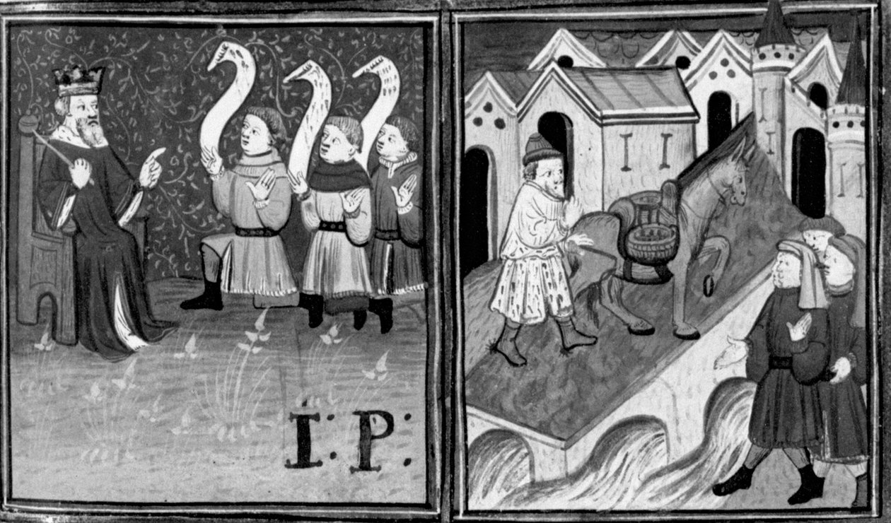 Dekameron, Salomo avsier sin dom; Josefus og Melissa må krysse Gåsebroen. Niende dag, novelle 9 av Giovanni Boccaccio