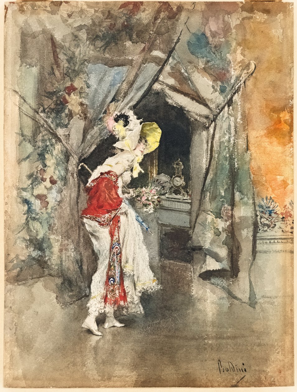 En elegant kvinne i et interiør, ca. 1873 av Giovanni Boldini