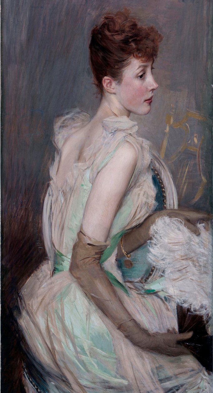 Belle epoque: "Portrett av grevinnen av Leusse nee Suzanne Berthier (1868-1936) (Portrett av grevinne De Leusse, nee Berthier) Maleri av Giovanni Boldini (1842-1931) av Giovanni Boldini