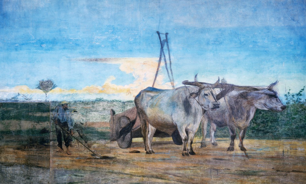 Innsamling av gjødsel, vogn med okser av Giovanni Boldini