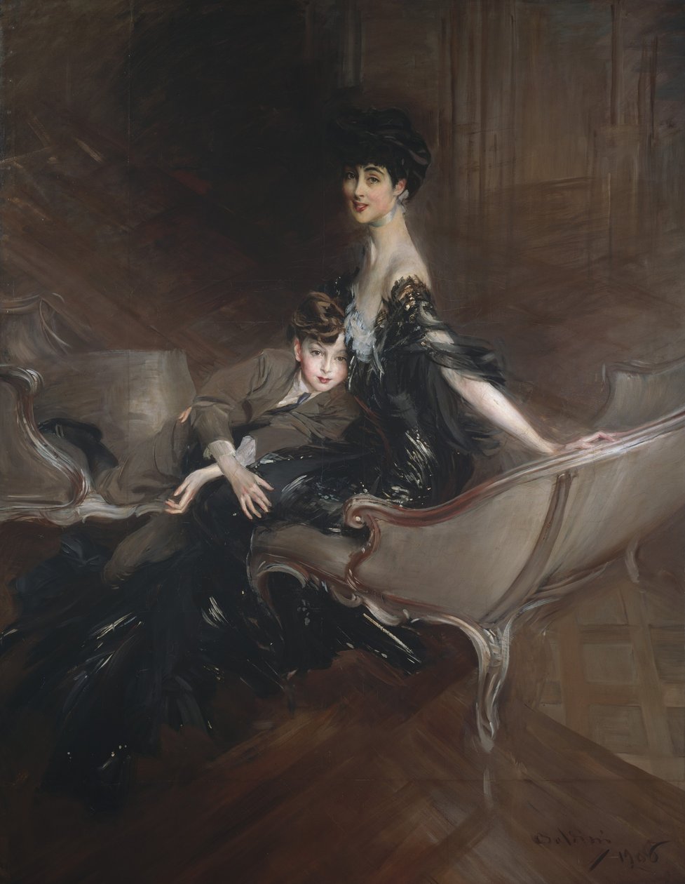 Consuelo Vanderbilt, hertuginne av Marlborough, og hennes sønn, Lord Ivor Spencer-Churchill, 1906 av Giovanni Boldini